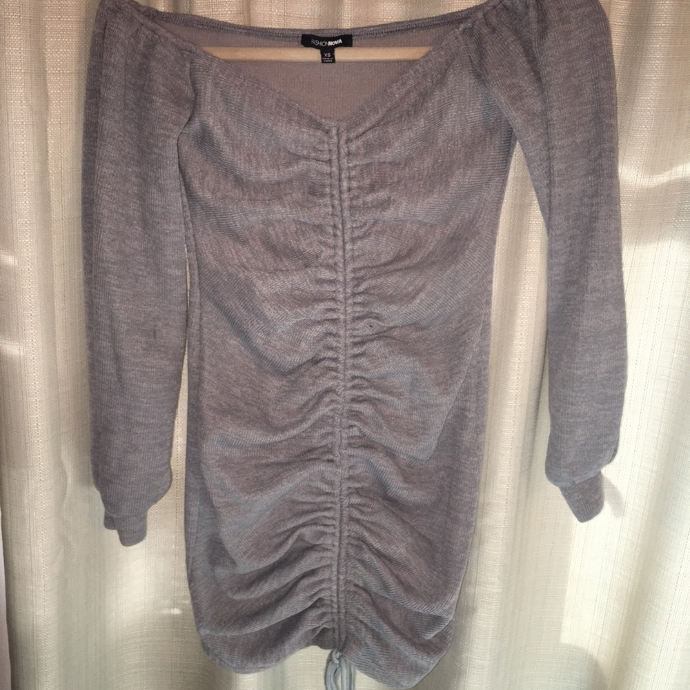 Fashion nova scrunched gray dress